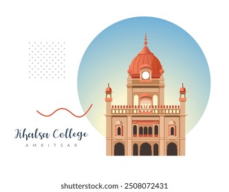 Historic Khalsa College - Amritsar - Punjab - Stock Illustration as EPS 10 File