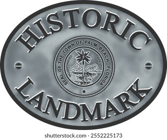 O logotipo histórico possui um design oval com o selo da cidade de Palm Beach Florida no seu centro. Suas letras arrojadas e detalhes intrincados simbolizam a preservação do patrimônio e a cultura 