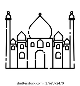 Historic mosque black line icon. Pictogram for web page, mobile app, promo. UI UX GUI design element. Editable stroke.