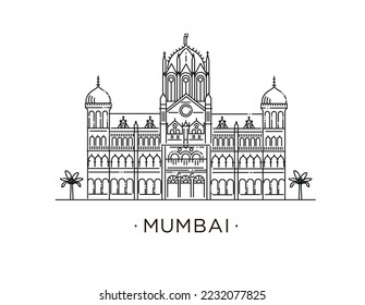 Historic railway station in Mumbai, India