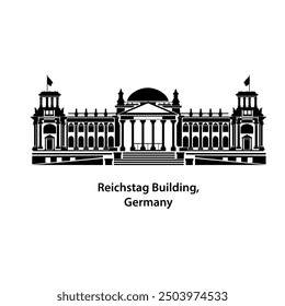 Edificio histórico del Reichstag en Berlín - Arte vectorial detallado de la silueta