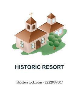 Historic Resort icon. 3d illustration from resorts collection. Creative Historic Resort 3d icon for web design, templates, infographics and more