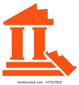 Historic Ruins icon. Vector style is flat iconic symbol, orange color, white background.