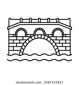 historic stone arch bridge icon DESIGN. elegant vector bridge over river. timeless infrastructure logo design.