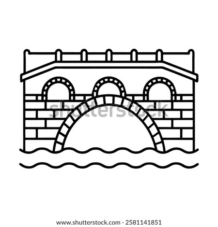 historic stone arch bridge icon DESIGN. elegant vector bridge over river. timeless infrastructure logo design.