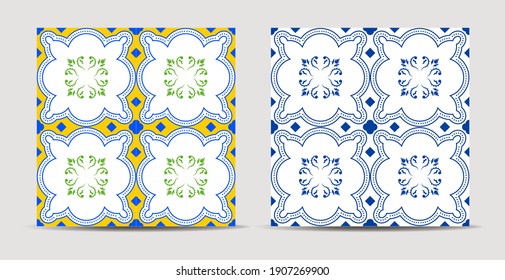 
historic tile vector pattern in two colors with symmetry