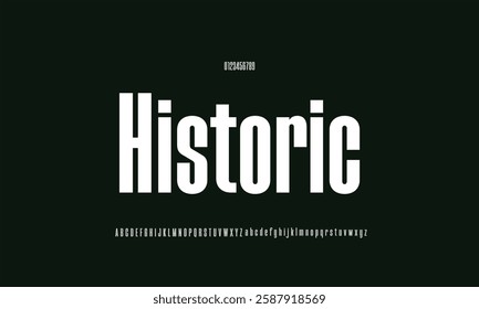 Historic vector font alphabet with numbers