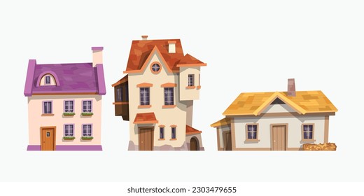 casas antiguas en estilo de dibujos animados