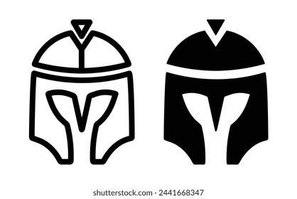 Historic Warrior Mask Icons. Spartan and Gladiator Helmet Representation Symbols.