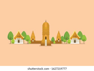 Historical ancient temple vector illustration. world heritage.