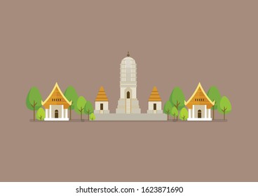 Historical ancient white temple vector illustration. world heritage.