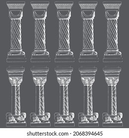 Historical antique pillars for your architecture projects