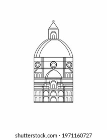 Historical architecture. Line, vector art. Black and white.