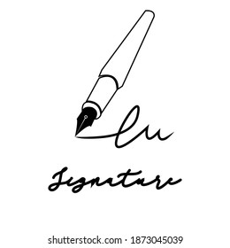 Historical Ballpoint Pen, Minimalist Signature Handwriting logo design vector