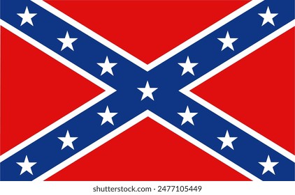 Historical battle flag of Confederate States of America vector illustration isolated. US Civil War.
