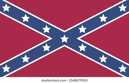 Bandeira de batalha histórica dos Estados Confederados da América ilustração vetorial isolado. Guerra Civil Americana.