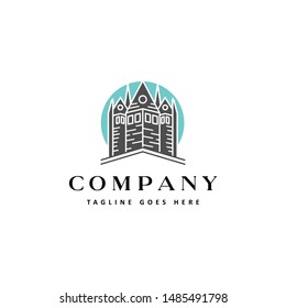historical building ancient kingdom palace real estate logo icon vector template