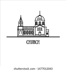 historical building church temple, architecture stock vector illustration icon navigation symbol pictogram isolated on white background 