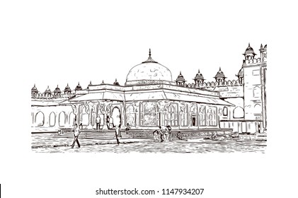 Historical Building Fatehpur Sikri Town Uttar Stock Vector (Royalty ...