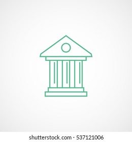 Historical Building Green Line Icon On White Background