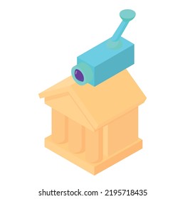 Historical building icon isometric vector. Theater, museum, building, video camera. City landmark, ancient architecture, tourism
