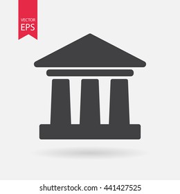 Historical building icon. Museum sign isolated on white background. Flat design. Vector illustration.