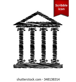 Historical building icon, vector illustration. Flat design style with pen effect . Scribble icon for you design.