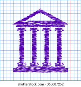 Historical building icon, vector illustration. Flat design style with pen effect 