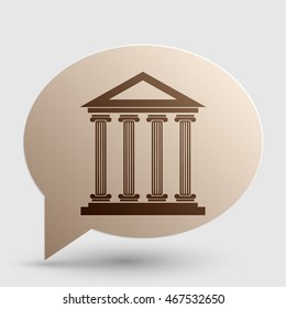 Historical building illustration. Brown gradient icon on bubble with shadow.