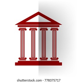 Historical building illustration. Vector. Bordo icon on white bending paper background.