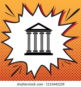 Historical building illustration. Vector. Comics style icon on pop-art background.