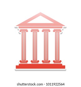 Historical building illustration. Vector. Reddish icon with white and gray shadow on white background. Isolated.