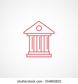 Historical Building Red Line Icon On White Background