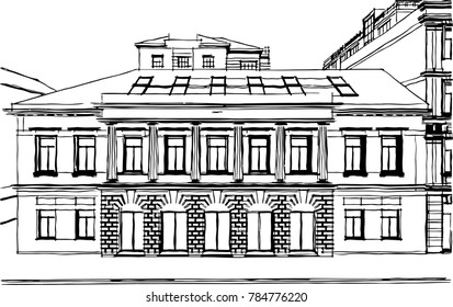 historical building, vector sketch