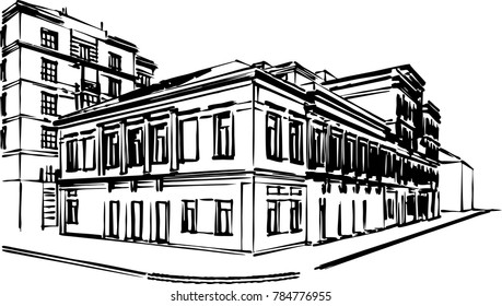 historical building vector sketch