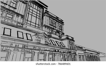 historical building vector sketch
