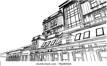 historical building vector sketch