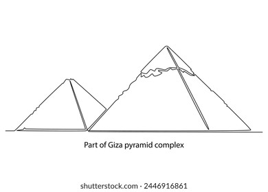 Historical buildinh of part of Giza pyramid complex, ancient pharaoh tombs in the world. Famous old historical buildings, Wonder of the world, great antiquity architecture monuments, vector 3d illustr