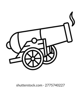 Historical cannon weapon icon vector illustration with artillery military firepower medieval ammunition isolated