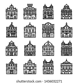 Historical Center City Icon Set