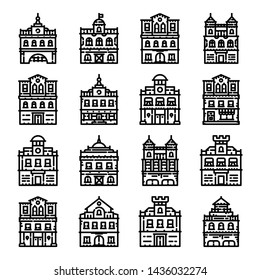 Historical Center City Icon Set