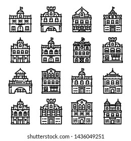 Historical Center City Icon Set