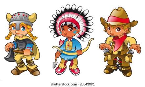 Historical characters. Funny cartoon and vector illustration, isolated objects