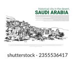 Historical  city in the desert, Saudi Arabia Vector Illustration. 