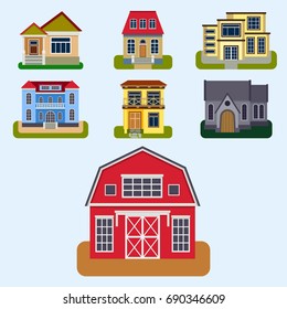 Historical city modern world most visited famous distinctive house building front face facade vector illustration
