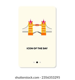 Historical construction or London Bridge flat icon. Bridge, arch, building isolated vector sign. Sightseeing and tourism concept. Vector illustration symbol elements for web design and apps
