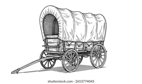 Viagem histórica de vagão coberto através da fronteira americana vagões viajar para o oeste expansão pioneiro vida colonos transporte