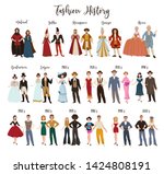 Historical epochs fashion history clothes design and dressing vector  