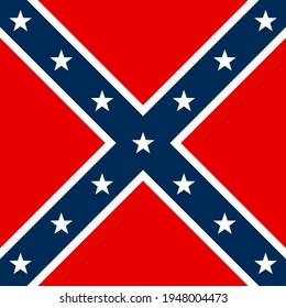 Historical flag of the Confederate States of America. Symbol of southern states used during the American Civil War. Vector illustration. Square shape.