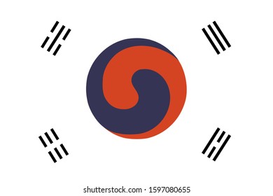 Historical flag of Korea. Correct proportion and color